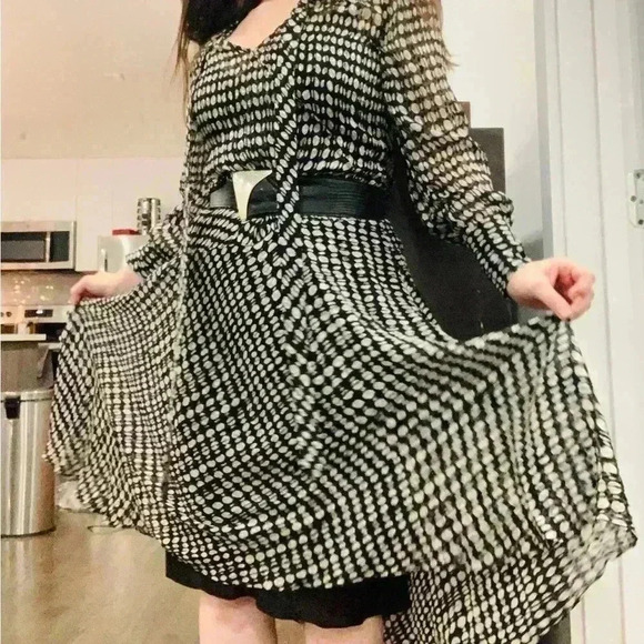 Theory Tie-Neck Long-Sleeve Broken Oval Silk-Blend Scarf Wrap Dress NWT - Picture 11 of 15